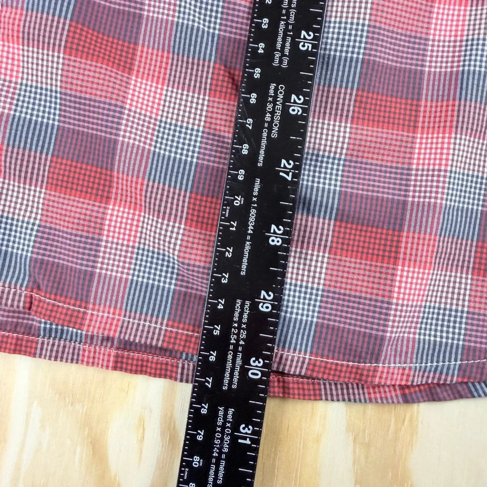 The North Face Mens XL Plaid Short Sleeve Button Down Shirt Red Blue White